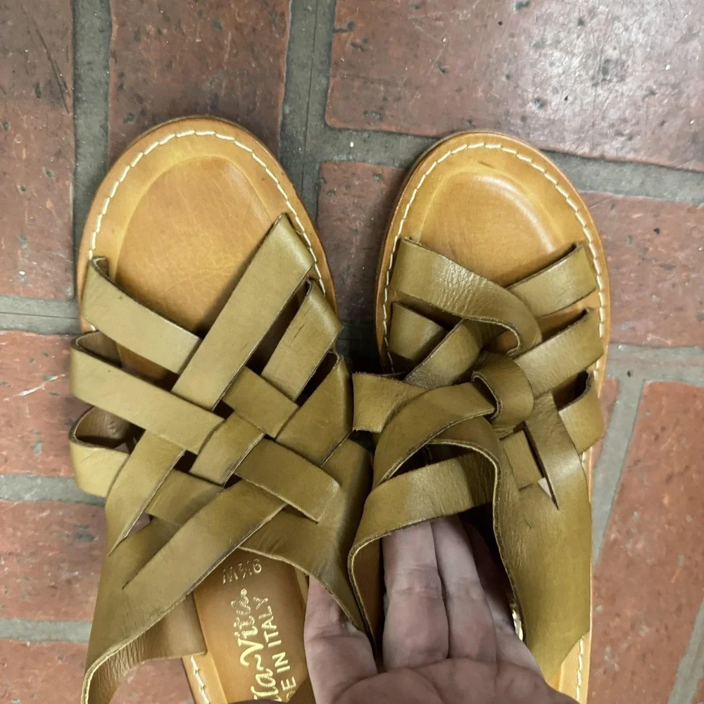 Bella Vita Shoes‎ Womens Size 9.5 Tan Leather Made in Italy Block Heel Sandals - Picture 4 of 9